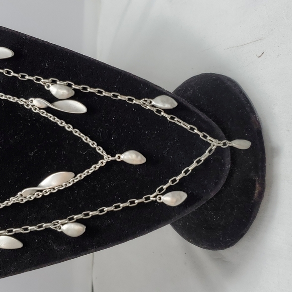 Halogen 2 layer strand brushed silver necklace with charms - Picture 3 of 5